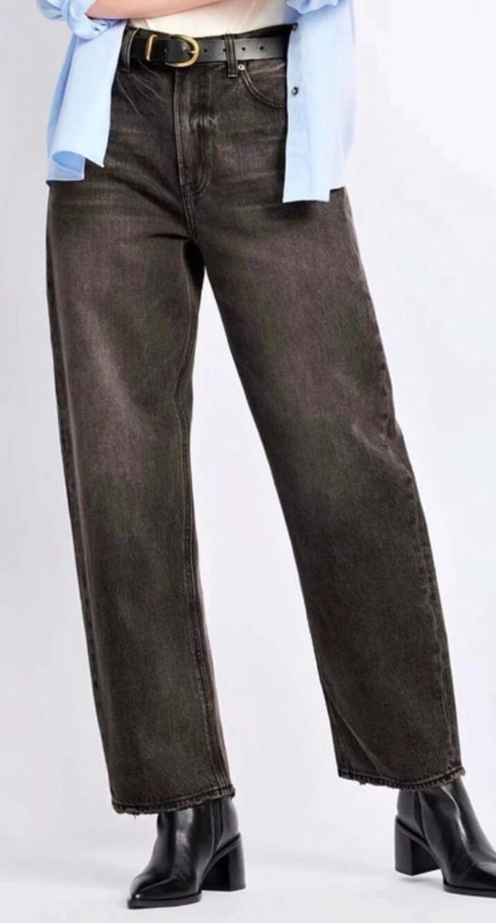 PISTOLA Eli High Rise Arched Leg Jeans Washed Black Size 25 Barrel leg